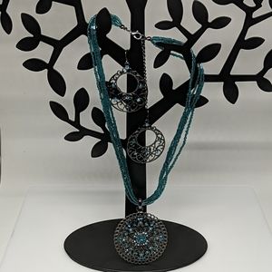 Antique style turquoise necklace and earrings set